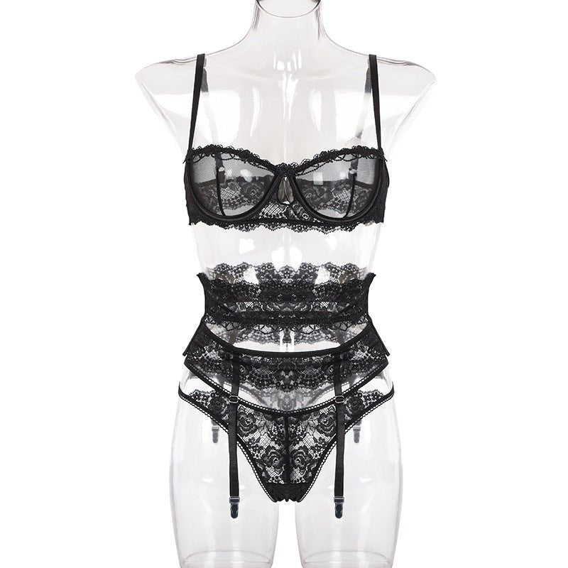 Yimunancy 3-piece Lingerie Set Women Transparent Sexy Bra Set Ladies Lace Lingerie Intimates Underwear Set - Luzilly Bridal & Apparel