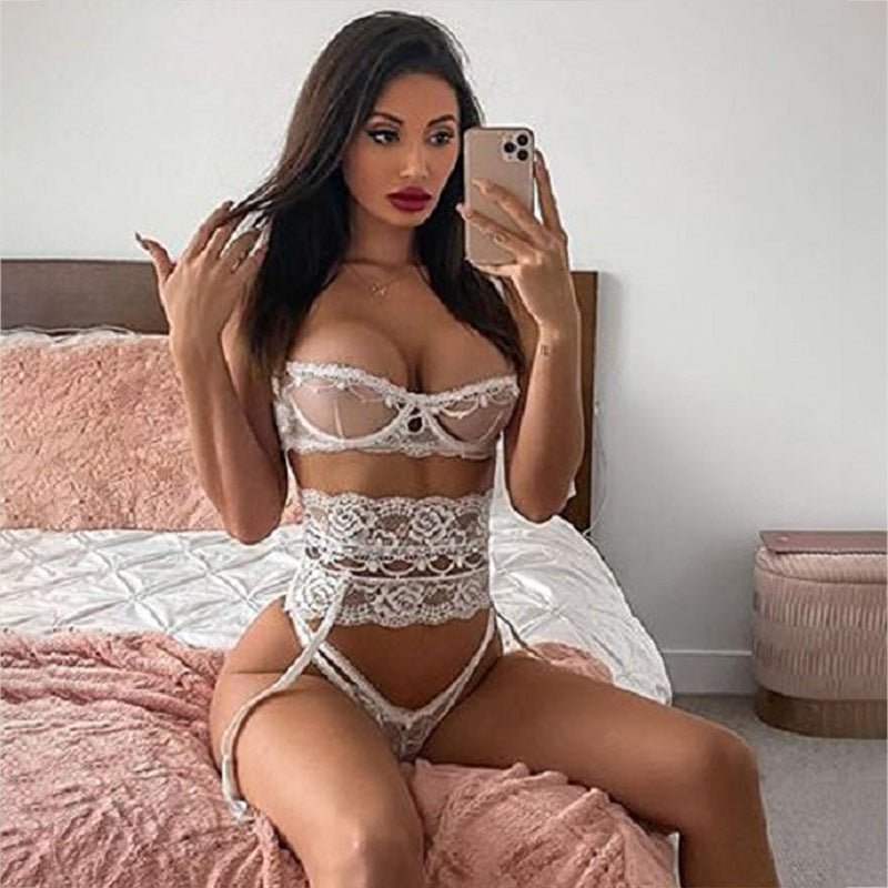 Yimunancy 3-piece Lingerie Set Women Transparent Sexy Bra Set Ladies Lace Lingerie Intimates Underwear Set - Luzilly Bridal & Apparel