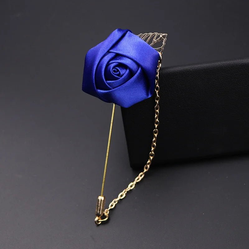 YO CHO Groomsmen Boutonniere Wedding Corsage Men Brooch Pin Burgundy Silk Rose Flower Groom Boutonniere Wedding Flower Accessory - Luzilly Bridal & Apparel