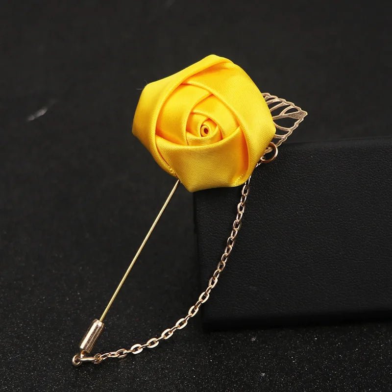 YO CHO Groomsmen Boutonniere Wedding Corsage Men Brooch Pin Burgundy Silk Rose Flower Groom Boutonniere Wedding Flower Accessory - Luzilly Bridal & Apparel