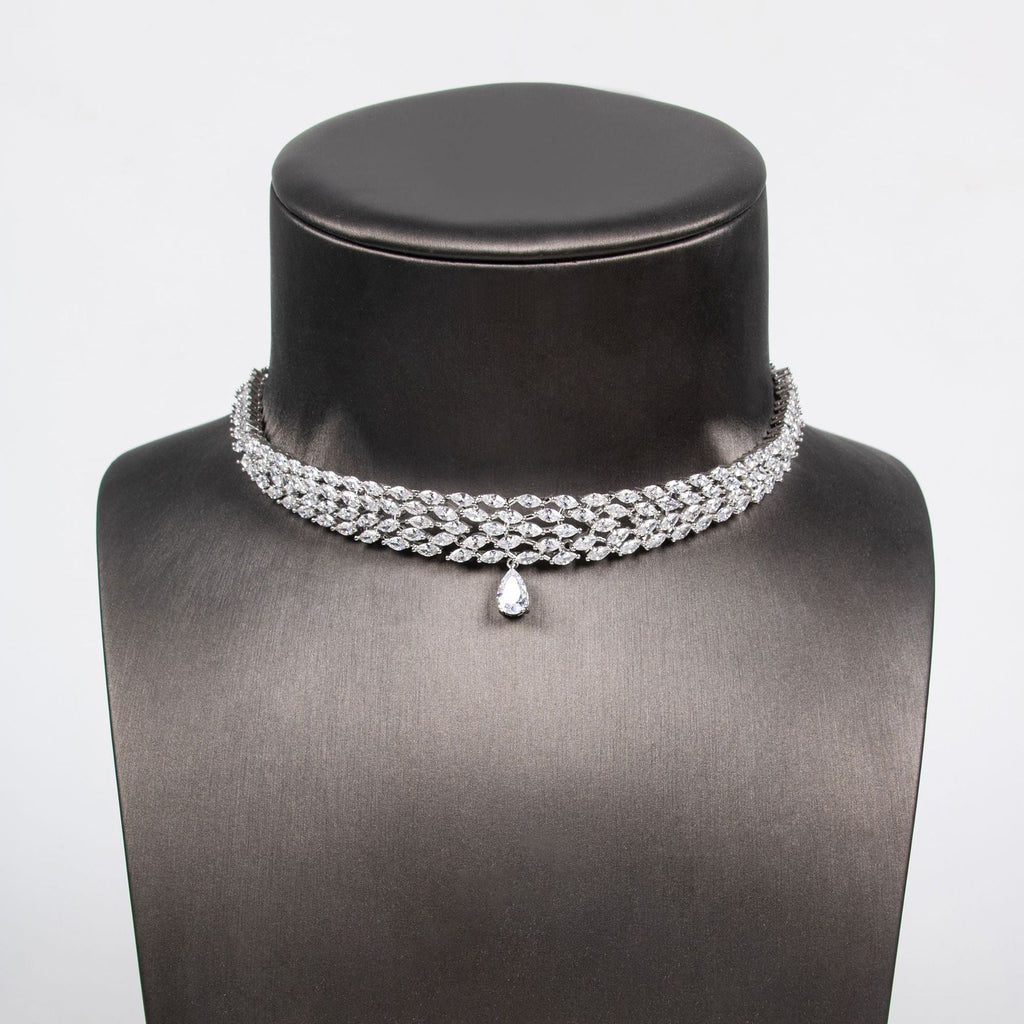 Zircon Bridal Necklace & Earring Set - Luzilly Bridal & Apparel