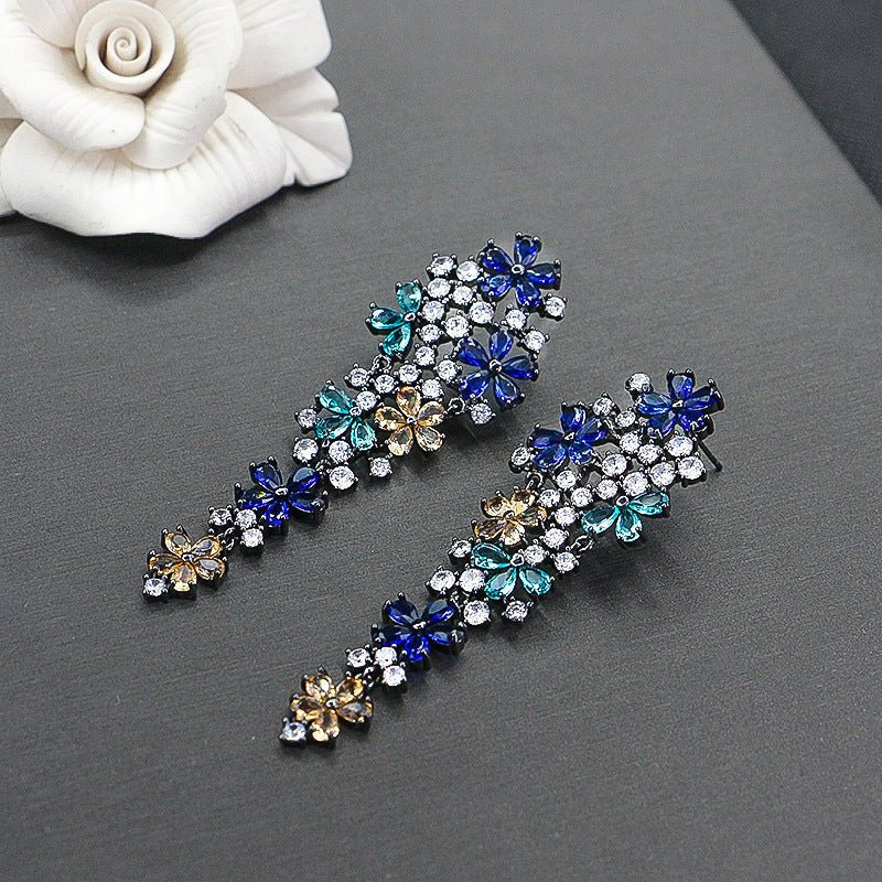 Zircon Floral Bridal Drop Earrings - Luzilly Bridal & Apparel