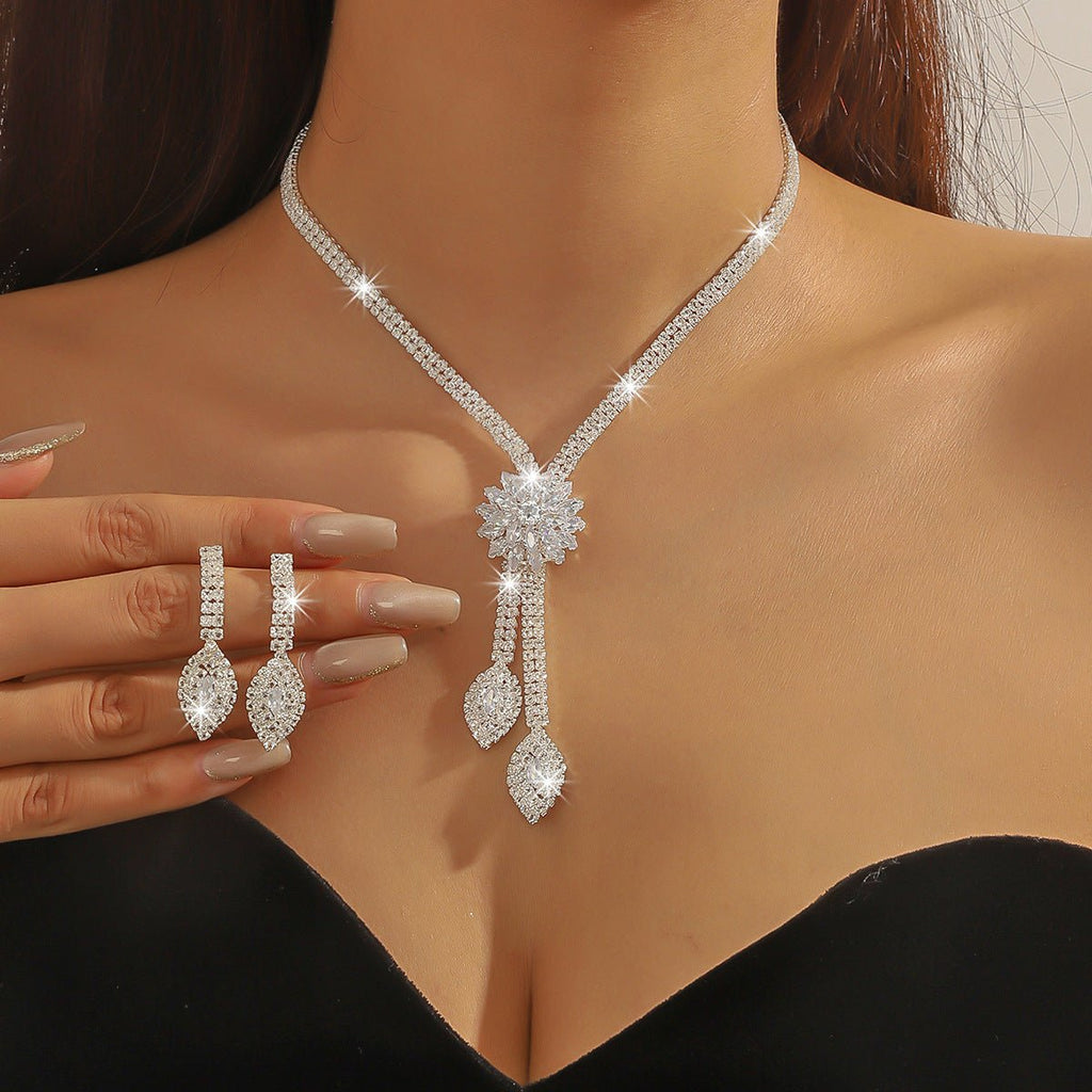 Zircon Flower Bridal Jewelry Set - Luzilly Bridal & Apparel