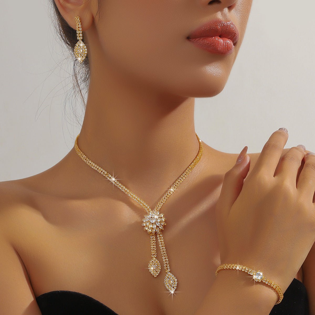 Zircon Flower Bridal Jewelry Set - Luzilly Bridal & Apparel