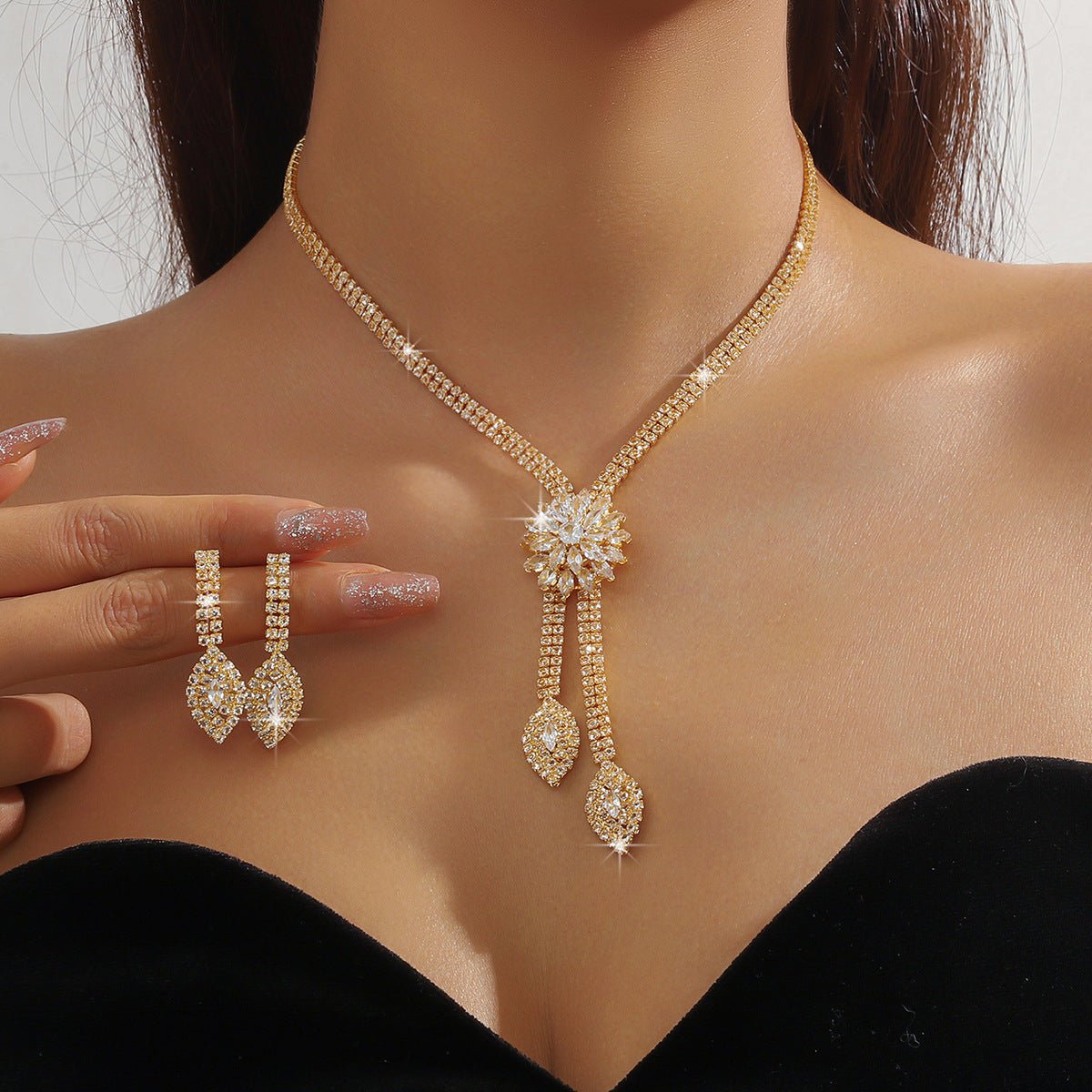 Zircon Flower Bridal Jewelry Set - Luzilly Bridal & Apparel
