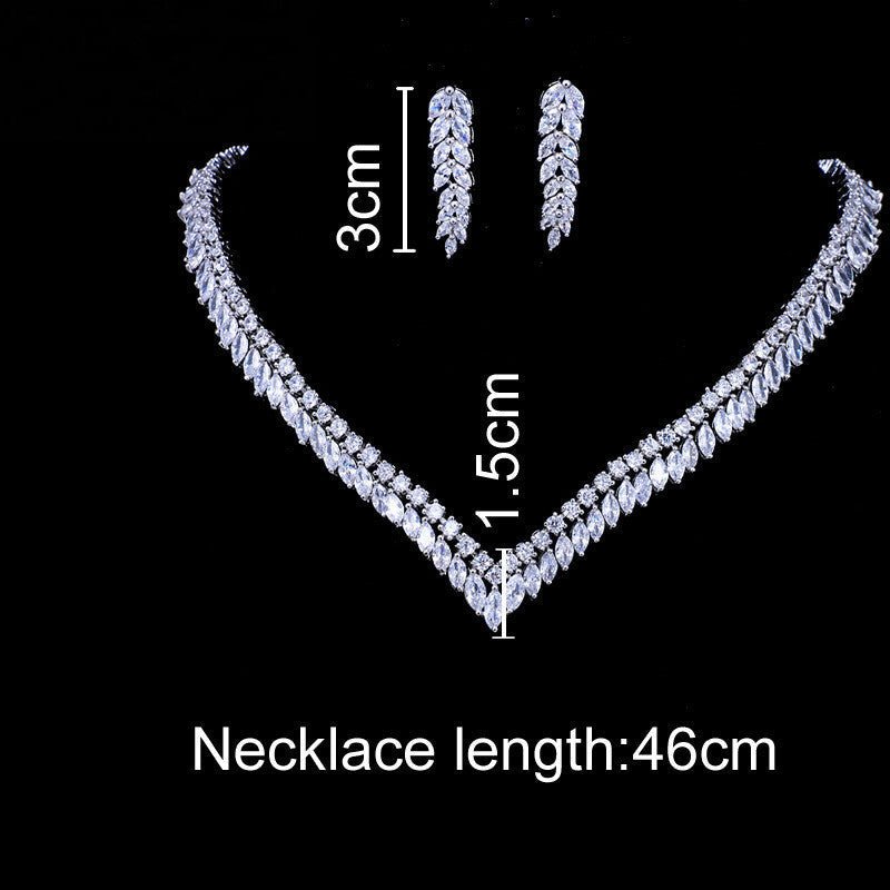 Zircon Leaf Bridal Necklace Set - Luzilly Bridal & Apparel