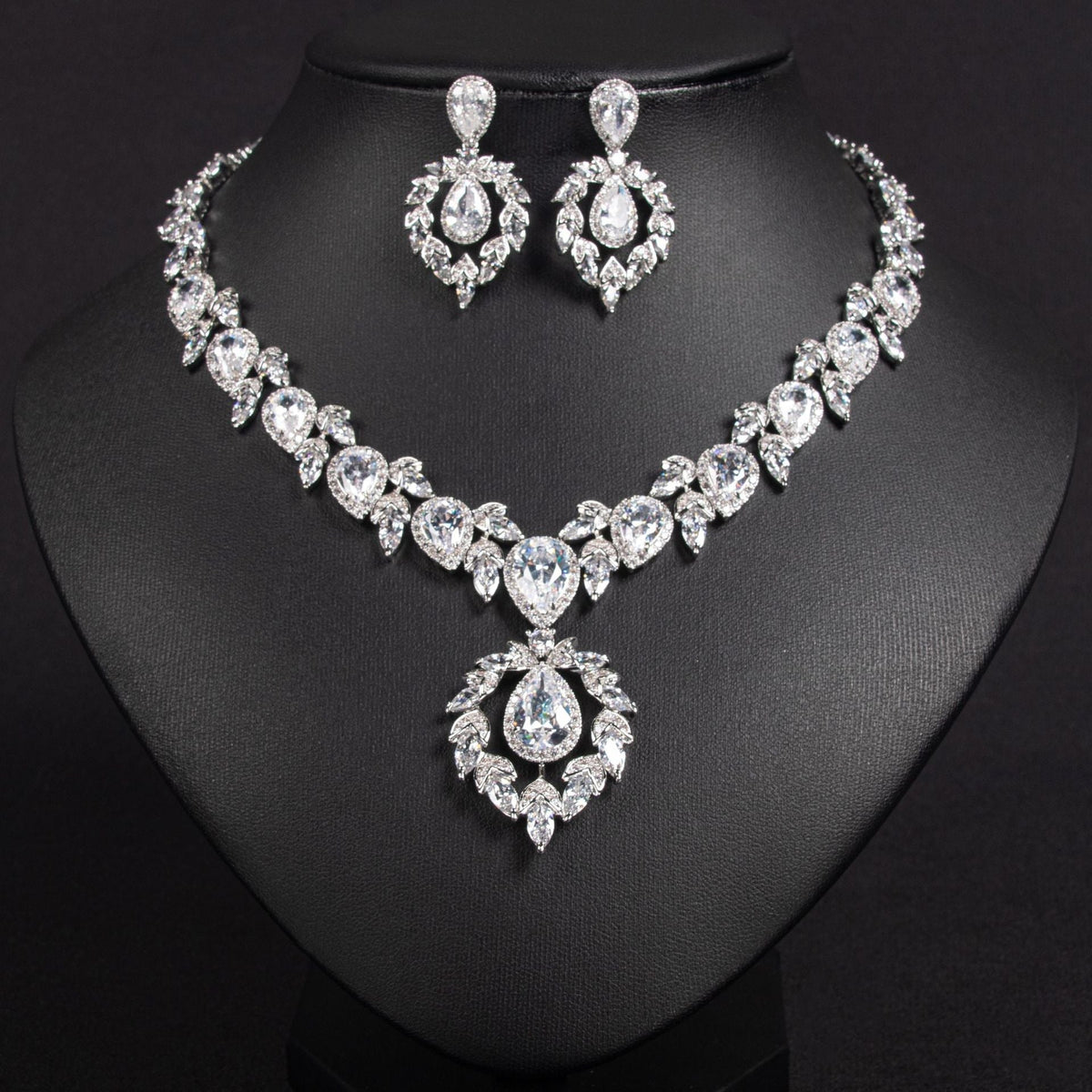 Zircon Teardrop Bridal Earrings - Luzilly Bridal & Apparel