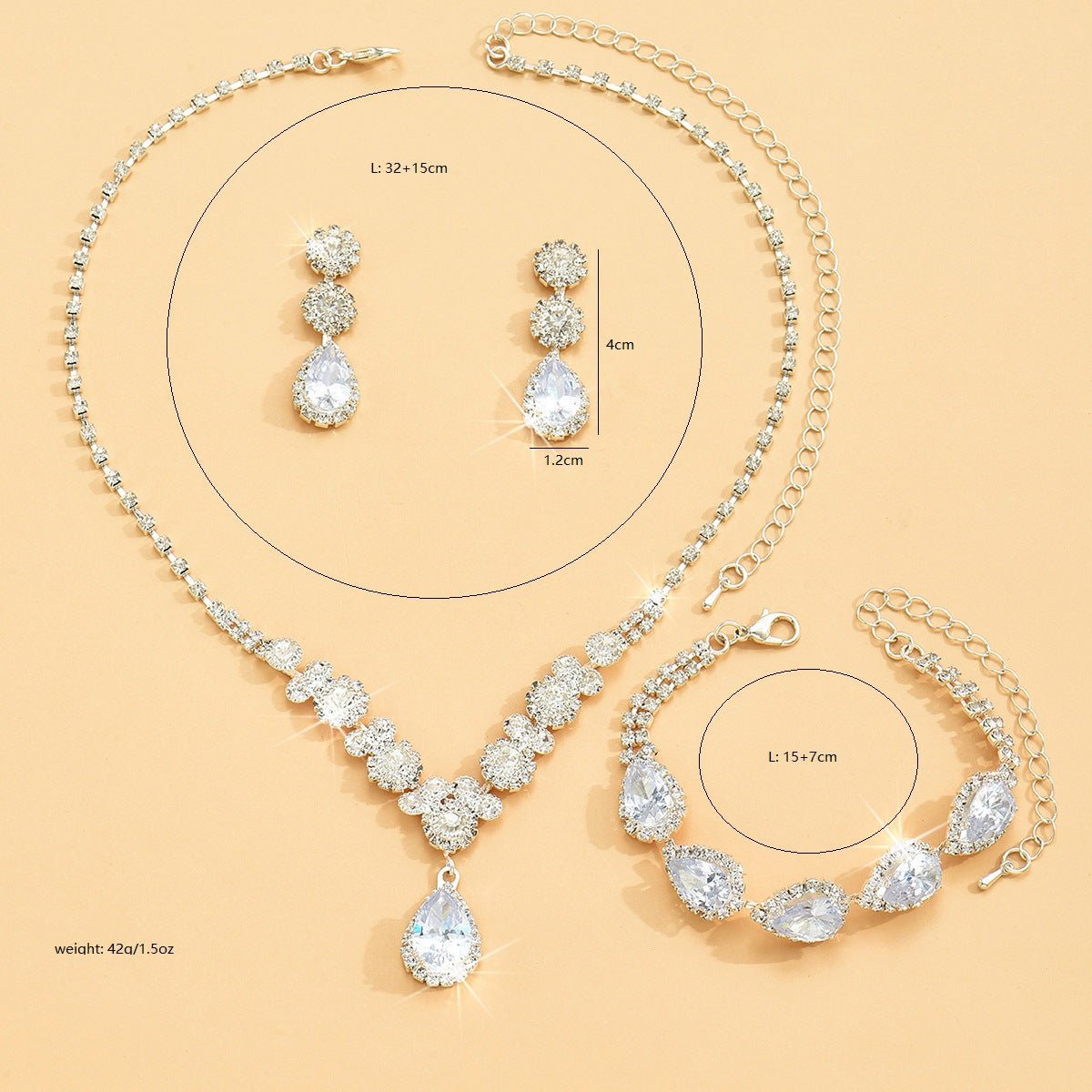 Zircon Three-Piece Bridal Set - Luzilly Bridal & Apparel